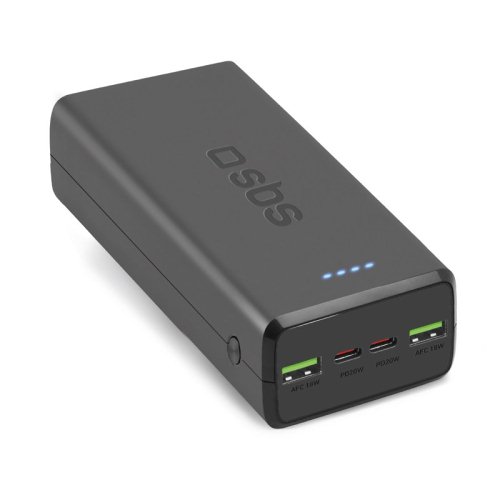 Batería externa de 30 000 mAh con 2 puertos USB-C y 2 puertos USB-A SBS