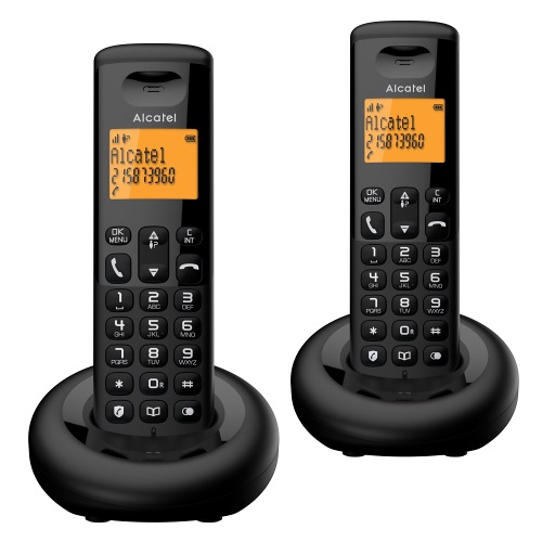Alcatel E160 Duo pack 2 inalámbricos DECT con base de carga negro