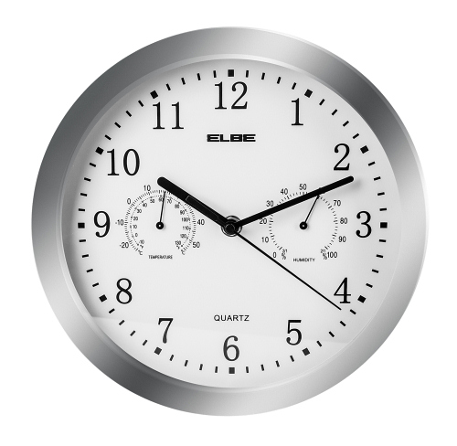 Reloj pared 25cm temp/humedad ELBE RP-3005-P