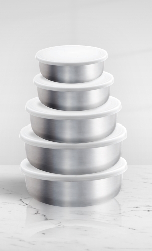 Set 5 bowls acero con tapa  HAIZEA BY MARTIN BERASATEUI