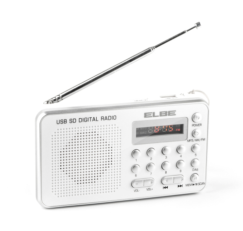 Radio portátil digital plata AM/FM, MP3, USB/SD ELBE RF-49-USB