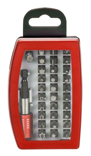 Caja de puntas de 32 piezas, acero al cromo-vanadio.