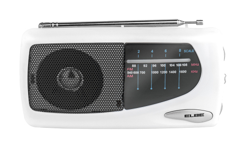 Radio portátil blanca AM/FM ELBE RF-52-SOB